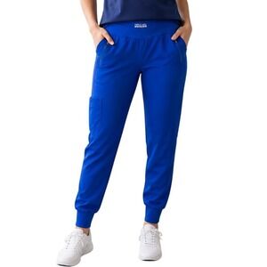 Healing Hands Purple Label Yoga Scrub Pants Women Large Blue Jogger
